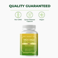 Capsules de poudre de feuilles de Moringa 100 % pure 500 mg, marque privée OEM, supplément antioxydant pour l'énergie et la santé immunitaire des articulations, vente en gros