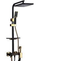 Kit de douche de pluie rectangulaire plaqué chrome poli pour salle de bain, avec robinet de baignoire, fonction pause, jets doux et massage, idéal pour hôtel