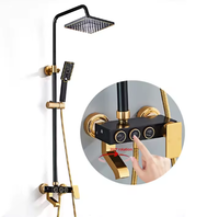 Ensemble de douche thermostatique multifonction moderne en aluminium poli, avec douchette à pression et jet pulvérisateur