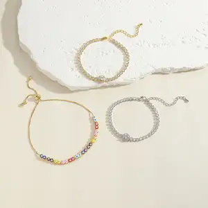 2024 Minimalist Custom Logo Lower MOQ China Wholesale Personalized Adjustable Trendy Jewelry Elegant Women Charm Brass Bracelets