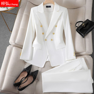 Meistverkauftes Modisches Damen-<span class=keywords><strong>Blazer</strong></span> und Hosen Set mit Revers und Langen Ärmeln Zweiteiliger Büroanzug - Product Image 2