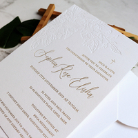 Cartes d'invitation en papier coton dur 600g avec impression typographique et texte argenté