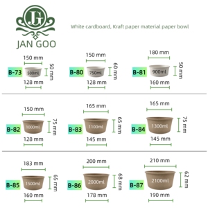 Dùng một lần giấy thủ công Bát salad dùng một lần <span class=keywords><strong>container</strong></span> giấy tròn Bát salad 1000ml/1100ml/1300ml/1500ml - Product Image 4