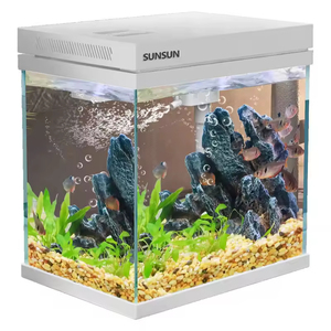 Groothandel 30CM 38CM 48CM Ultra Helder Glazen Bureau Smart <span class=keywords><strong>Aquarium</strong></span> Visbak met Waterpomp Topfilter Temperatuurweergave - Product Image 4