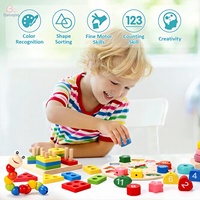 Ensemble de jouets en bois Montessori pour tout-petits - 6 jeux de puzzles et de tri éducatifs pour les enfants de 1 à 4 ans, kit d'apprentissage de la motricité fine