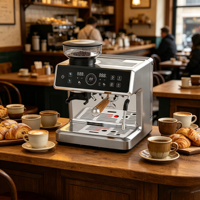 Cafetera Espresso 2 en 1 Anbo, Bomba ULKA de 20 Bares, Termobloque Doble, Control de Temperatura PID, Portafiltro de 58 mm, OEM