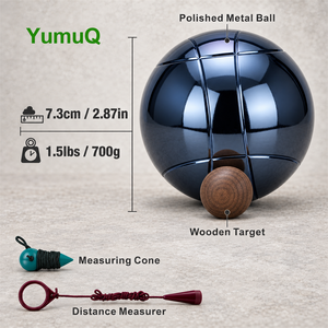 Ensemble de boules de pétanque en métal YumuQ personnalisé de 73 mm, 6 pièces, jeu de pelote à balle pour l'extérieur avec pallino et étui de transport - Product Image 4