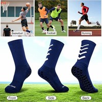 Chaussettes de sport antidérapantes personnalisées avec logo, en coton et fibre de bambou, pour course et cyclisme, avec design grip pour activités extérieures