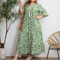 Robe Printanière Grande Taille Femme Manches Mi-Longues Coupe Droite Ample avec Lacets et Pompons Style Vacances Élégant XL-5XL – Offre Spéciale