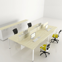Vina, mobilier de bureau moderne en bois modulaire certifié E0, poste de travail ouvert pour 4 personnes