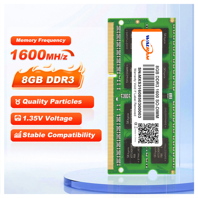 Laptop DDR3 4GB 8GB Ram 1.35V PC3L 12800 1600mhz 204 Pin Sodimm Memory Ram Rams