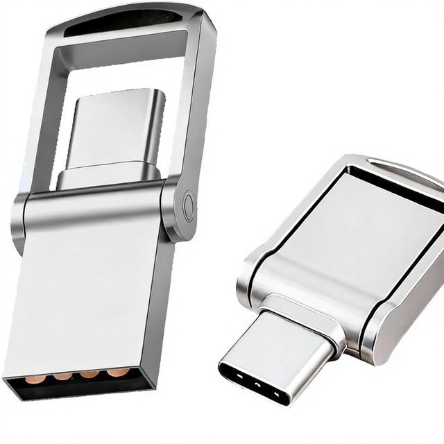 For 16GB Mini Metal USB Flash Drive with USB-C/USB-A Interfaces Swivel Cover 1-Year Warranty Compatible Android/PC/Laptops