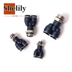 Fitting Plastic Y Shape Quick Connect Air Fitting With Bsp Threaded PWT Pneumatic Fitting Connector
