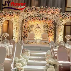 Décoration de fond en tissu réaliste avec des roses, des pivoines et des orchidées, rangée de fleurs suspendues pour mariage, fête, rentrée scolaire - Product Image 6