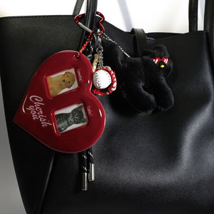 Multielement DIY Bag <strong>Keychain</strong> Braided Cord Heart Plush Cat Doll Photo Frame Pearl Pendant Ladies Handbag Decor <strong>Bulk</strong> Wholesale - Product Image 2