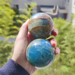 Sfera di Onice Blu in Stile Bohémien, Pietra Curativa Naturale per Decorazioni Uniche e Regali Festivi - Product Image 1