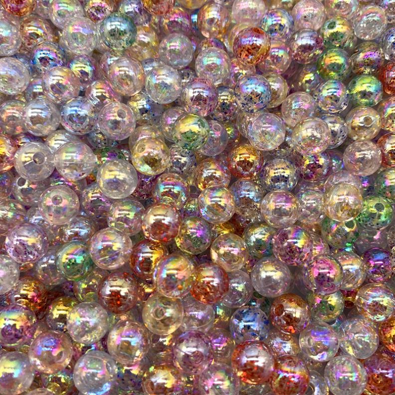 Round Glitter Transparent Beads Loose Bead Multi Colors 8mm 50pcs Beads for Wholesale