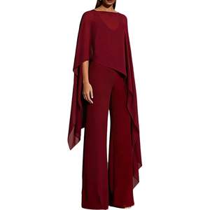 VOIKERDR Combinaison ample à taille haute pour femme, tissu transparent, drapé, tenue de soirée, 100% polyester - Product Image 4