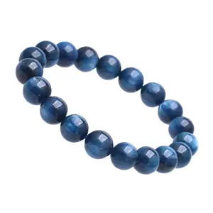 High Quality Beaded Bracelet Unisex Gem Bead Blue Quartz, Trendy Genuine Gemstone Kyanite Eye Bead#