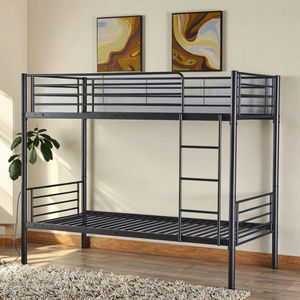 Продажа от производителя, двухместные металлические двухъярусные кровати с защитными ограждениями и лестницами для спальни темно-серого цвета - Product Image 5