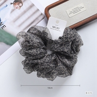 Chouchous extra larges et moelleux de 18 cm, motif léopard Eugenian, en organza café et noir, bandeau tendance pour femme