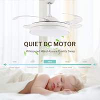 Ventilateur de plafond rétractable intelligent moderne de 42 pouces avec lumière LED et télécommande