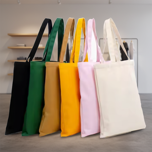 กระเป๋าผ้าแคนวาสแบบใช้ซ้ำได้ ขายส่ง พร้อมหูหิ้วยาว ขนาดกลาง สำหรับใช้ในซูเปอร์มาร์เก็ต - Product Image 6