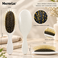 Brosse à cheveux Masterlee en paille de blé écologique, taille mini, avec picots métalliques, démêlante et massante pour le soin des cheveux