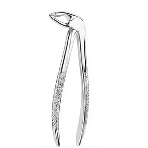 Forceps d'extraction dentaire pour molaires supérieures, à bec large et incurvé, avec poignée texturée en acier inoxydable - Product Image 1