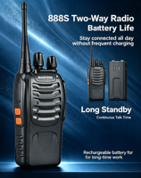 Radio bidirectionnelle portable UHF cryptée longue portée 888S A08C 430-440 MHz pour la sécurité des entrepôts et des hôtels