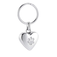 Joyería de cremación, urna de corazón de oro y plata, llavero, cenizas, urna de pata de perro para perro conmemorativo, gato