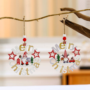 New hollowed-out wooden Christmas ornaments, Christmas <b>tree</b> pendants, faceless old man Christmas decorations - Product Image 1