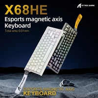 Teclado Compacto Magnético Attack Shark X68HE de 66 Teclas, Programable, con Controlador Web, Retroiluminación RGB Completa, Intercambiable en Caliente, para Juegos
