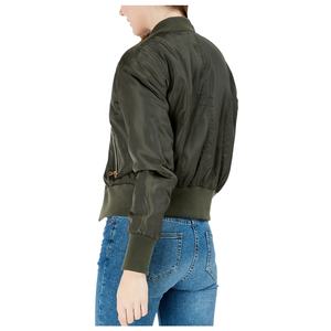 Femmes Vintage col rond manches longues surdimensionné Bomber veste à la mode matelassé avant fermeture éclair manteau poches tissé respirant - Product Image 2