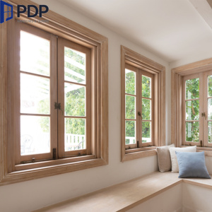 Fenêtres à battants modernes classiques en aluminium et <span class=keywords><strong>bois</strong></span>, verre trempé isolant, pour villas de luxe, pour cuisine, avec volets persiennes – Grande Vente - Product Image 2