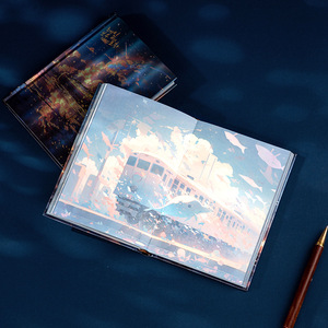 Cuaderno Láser Dreamy Rainbow <span class=keywords><strong>Train</strong></span>, Agenda con Estampado Dorado de Cielo Estrellado, Diario Artístico, Bloc de Notas para Estudiantes, Notas, Citas, Regalo - Product Image 4