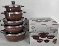Lot de 10 ustensiles de cuisine en granit, antiadhésifs, en aluminium forgé, casseroles profondes 20-32 cm, faitout bas 28 cm, pour cuisine domestique