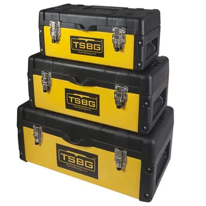 Yellow color metal box tools storage 3 in 1 steel tool box set toolsbox 23 inch 19 inch and 16 inch tool box with tray