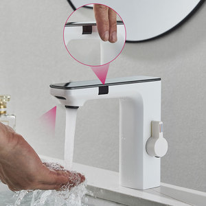 Deck Mount Smart LCD Daul <strong>Sensor</strong> Bathroom Basin <strong>Faucet</strong> <strong>Automatic</strong> Temperature Digital Display Brass Touchless <strong>Faucet</strong> - Product Image 4