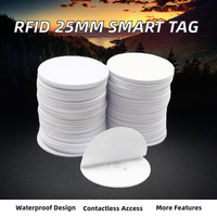 Zhizaibide RFID 125kHz TK4100 Modèle LH-IDCST-001 Autocollants PVC étanches en forme de pièce de monnaie 25mm Étiquettes intelligentes Cartes de contrôle d'accès en lecture seule