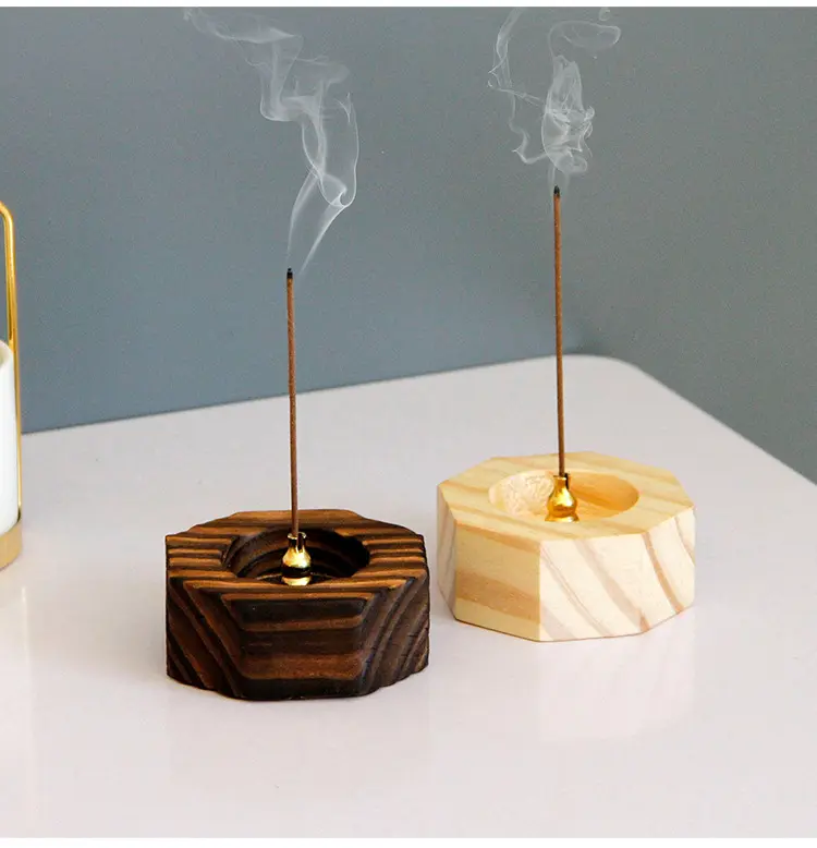 Wholesale Mid-east Arabia Vintage Small Octagonal Wood Incense Burner Wooden Incense Stick holder