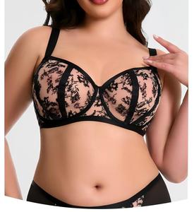 Customized <strong>Plus</strong> <strong>Size</strong> Lingerie Solid Pattern Wire-Free Mesh Lace Push-up Bra for Women Everyday Style Nylon Knitted Bra in Stock - Product Image 5