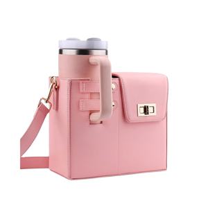 Bolsa de Almacenamiento para Botellas de Agua, Portátil, para Mujer, con Soporte para Botellas Deportivas, Material PU, Bolsa Portavasos - Product Image 4