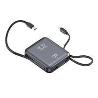 Batterie externe portable 10000mAh PD18W/20W Charge rapide Double USB Type-C Câbles intégrés Affichage LED Charge sans fil Li-Polymère