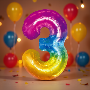 Party Love Number <b>Balloon</b> 45cm Multicolor Foil Metallic Birthday Party <b>Decorations</b> For Kids - Product Image 4