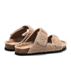 <span class=keywords><strong>Sabots</strong></span> d'hiver ajustables pour femmes, sandales en fourrure de <span class=keywords><strong>mouton</strong></span> moelleuse et duveteuse, sandales en liège Birken, pantoufles pour femmes - Product Image 4