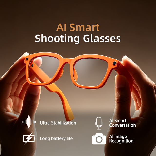 Trending OEM 8MP AI Smart Glasses with 1200P HD Camera Real-Time Translation Voice Assistant Audio for Business Travel