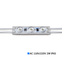 Module LED étanche IP65 à haute fidélité des couleurs (CRI) AC 220V/110V SMD3030 3 LED 2W Blanc froid, Blanc chaud, Bleu pour caissons lumineux publicitaires