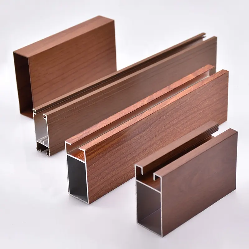 Fabricants de haute qualité serrure stile profilé en aluminium à grain de bois pour portes coulissantes