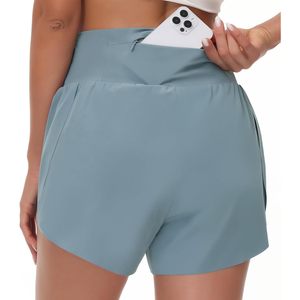 FOXA Pantalones cortos para correr de cintura alta para mujer con forro de malla y bolsillo con cremallera, pantalones cortos transpirables de secado rápido para entrenamiento - Product Image 4